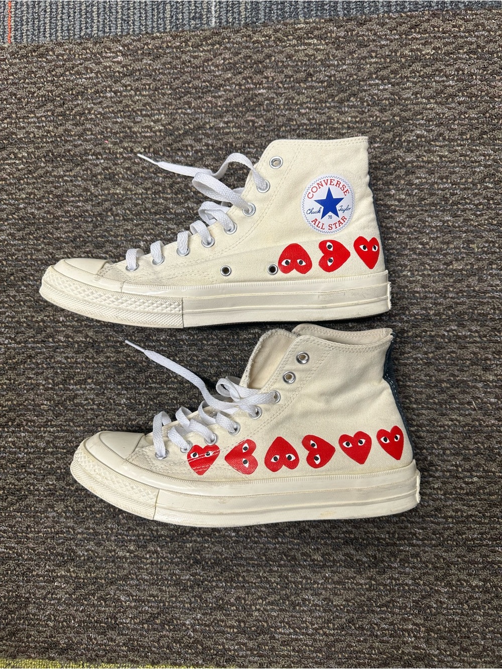 Comme des Garçons Play Converse Chuck 70 High Multi Heart White Men 8 / Women10